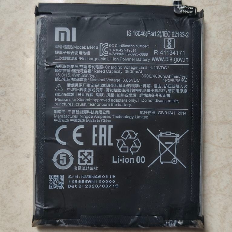 BATERAI XIAOMI BN46 REDMI 7 / REDMI NOTE 8 ORIGINAL COPOTAN