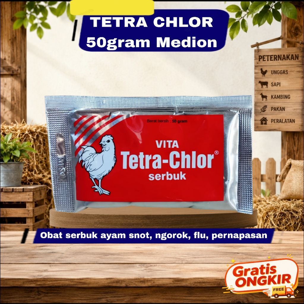 Vita Tetra Chlor Serbuk 50 gram obat crd snot pullorum ayam unggas