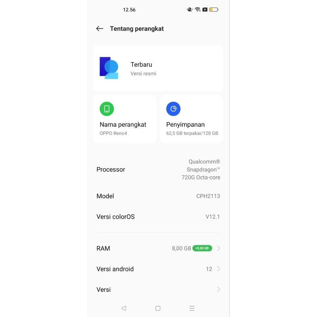 hp Oppo Reno 4. RAM 8/128 second original resmi