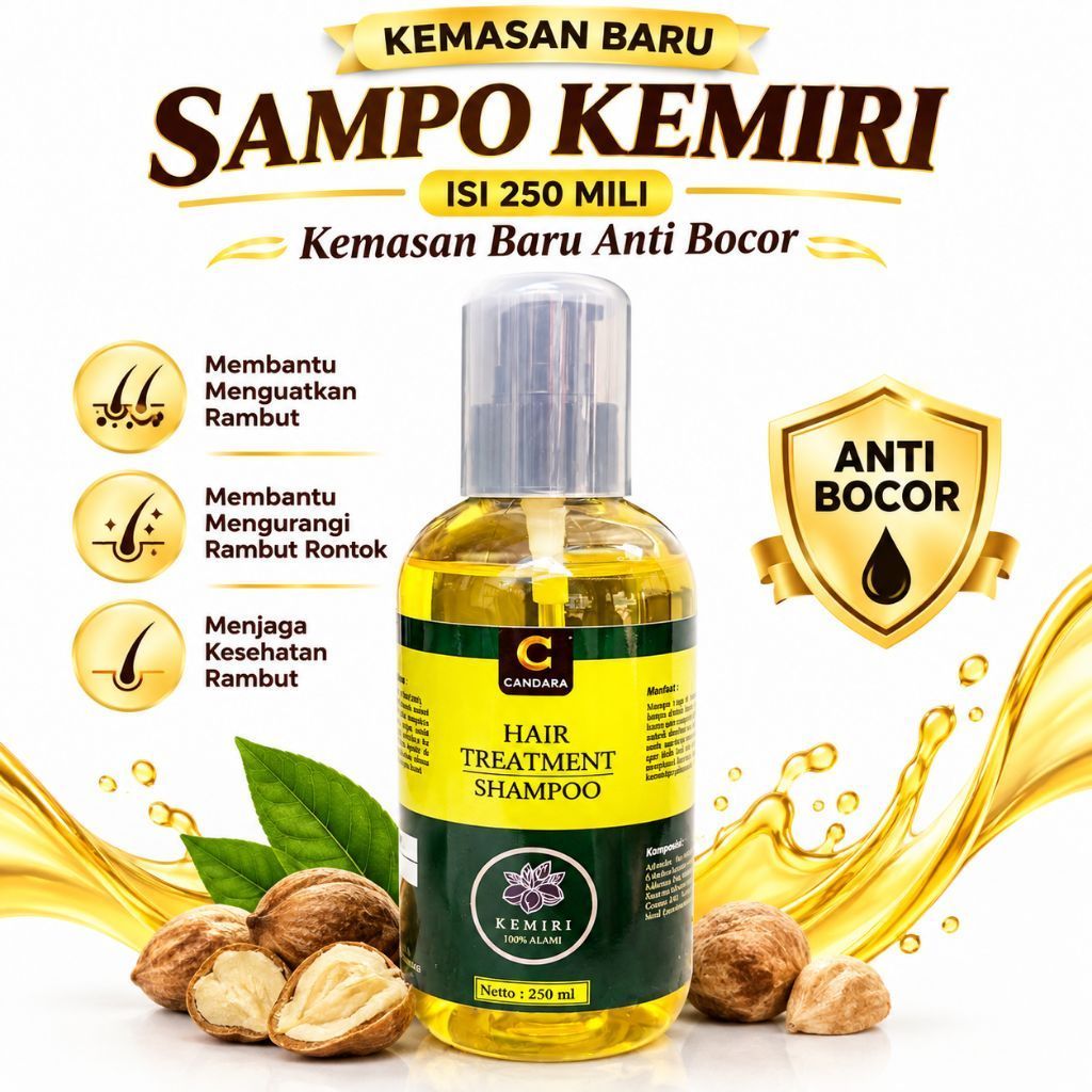 Sampo Kemiri Asli Non sls Penumbuh, Penebal, Penghitam Rambut Dan Ketombe