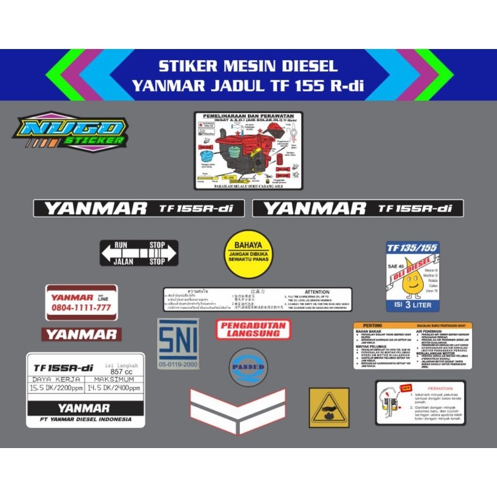 Stiker mesin Yanmar jadul TF 115 R-di