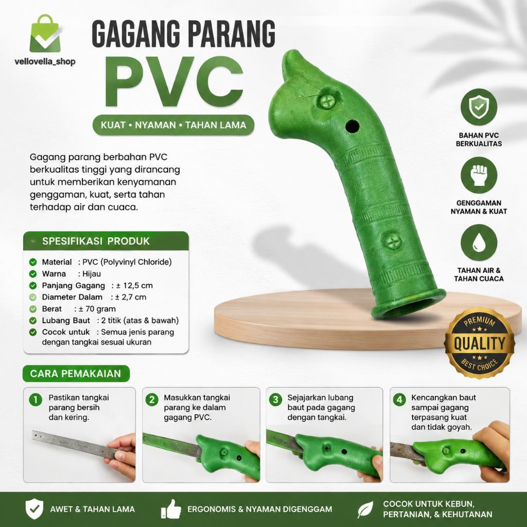 Gagang parang pvc plastik / Gagang golok / pegangan parang golok PVC plastik