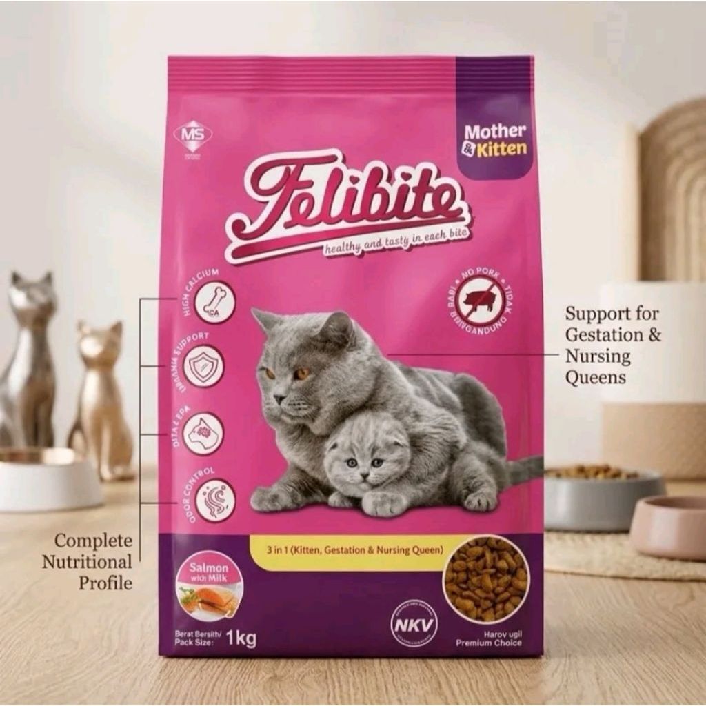 Felibite Mother Kitten Freshpack 500gr Makanan Kucing Kering Pelet