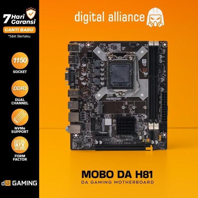 BEBAS ONGKIR - DIGITAL ALLIANCE H81 MATX DDR3 NVME MOBO MAINBOARD INTEL LGA 1150