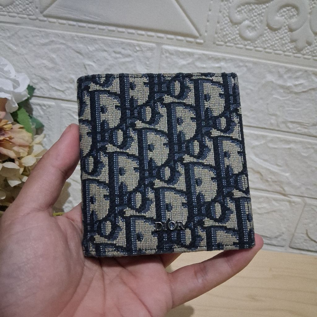 [PRELOVED] Christian Dior Men's Bifold Wallet – Beige & Black/Navy Dior Oblique Jacquard (WALLET ONL