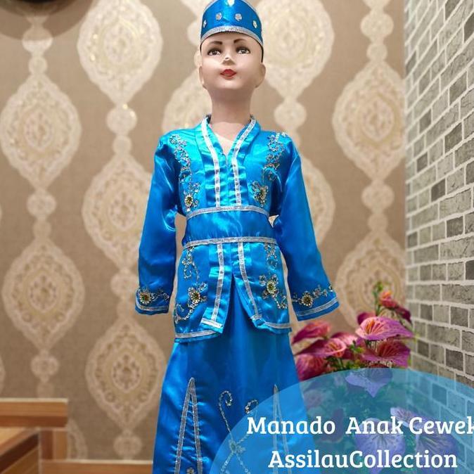 Baju Adat Sulawesi Utara/Manado Anak Satuan (Laki/Cewek) Aksesoris