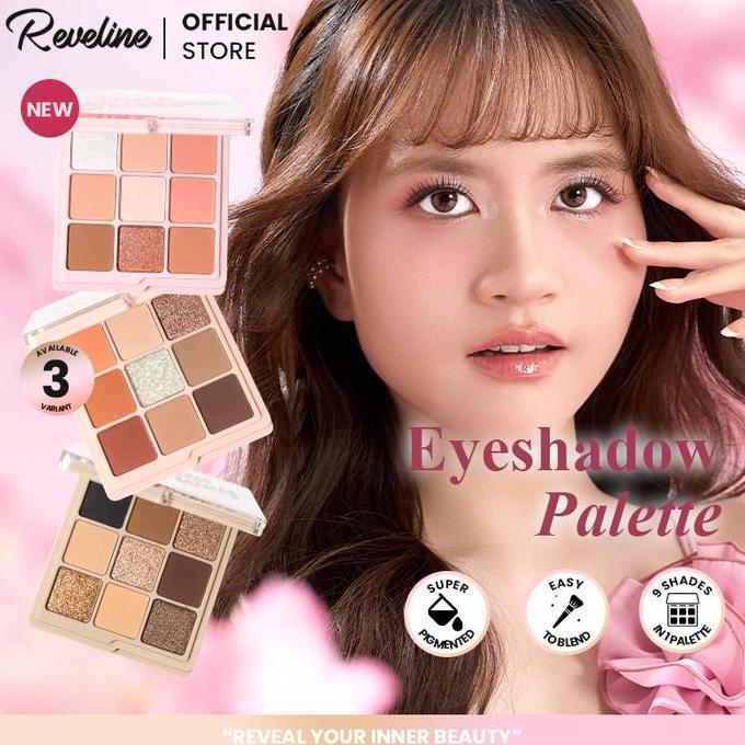 REVELINE Eyeshadow Palette | Make Up Pallete Pink Blossom Peachy Brown Glitter Creamy