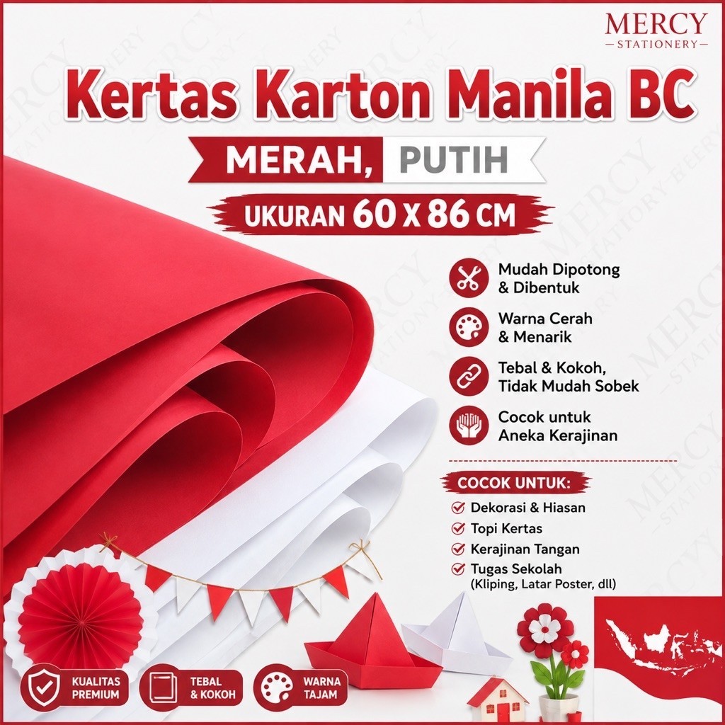 25 Lembar - Kertas Karton Manila Merah Putih BC Warna Violet Paper Bufalo Topi Kertas Dekorasi HUR
