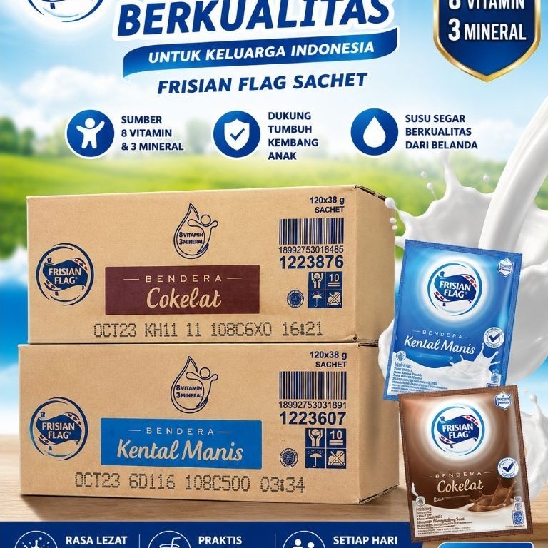 susu frisian flag sachet 1 dus | susu kental manis frisian flag 1 karton 120 sachet
