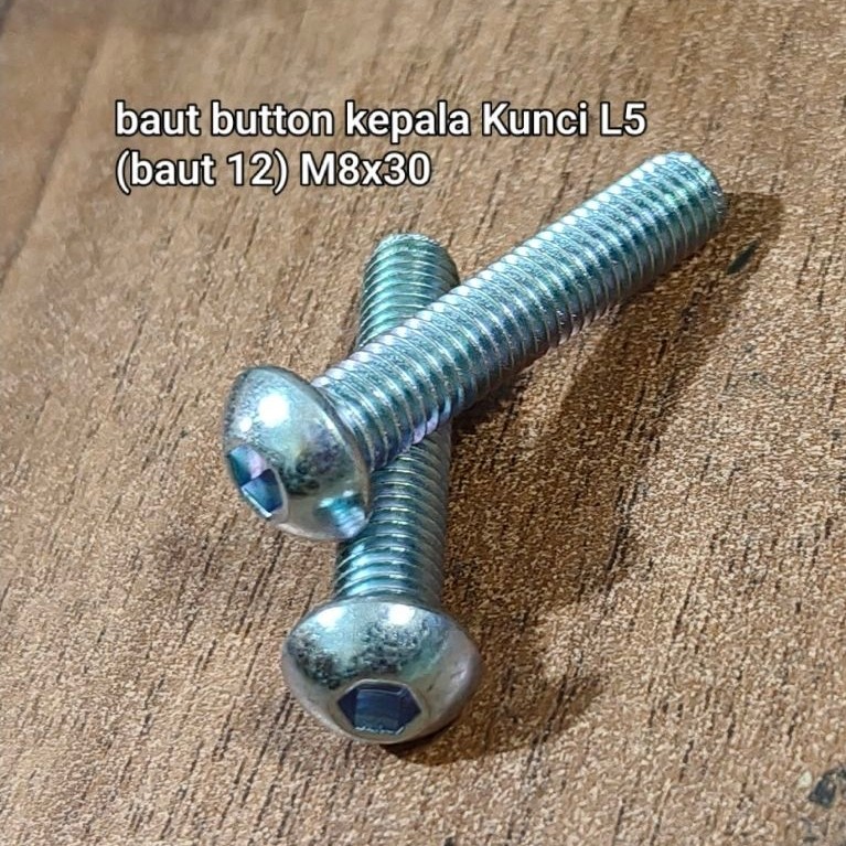 (5pcs) baut button kunci L5/ L payung baut 12 panjang 3cm M8x30