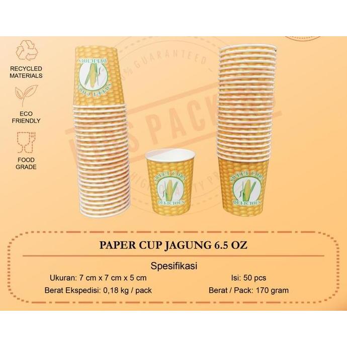 Oneware- 50Pc 6,5Oz Gelas Kertas Paper Cup Jagung Jasuke Pop Sweet Corn Popcorn