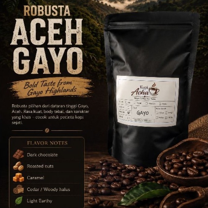 Kopi Robusta Aceh Gayo-Dark roast