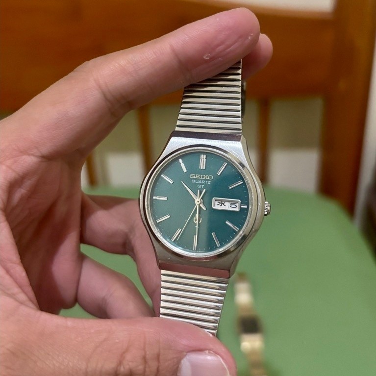 Seiko Quartz QT 0823 gradient green (king quartz grand quartz type ii) vintage rare jam tangan pria