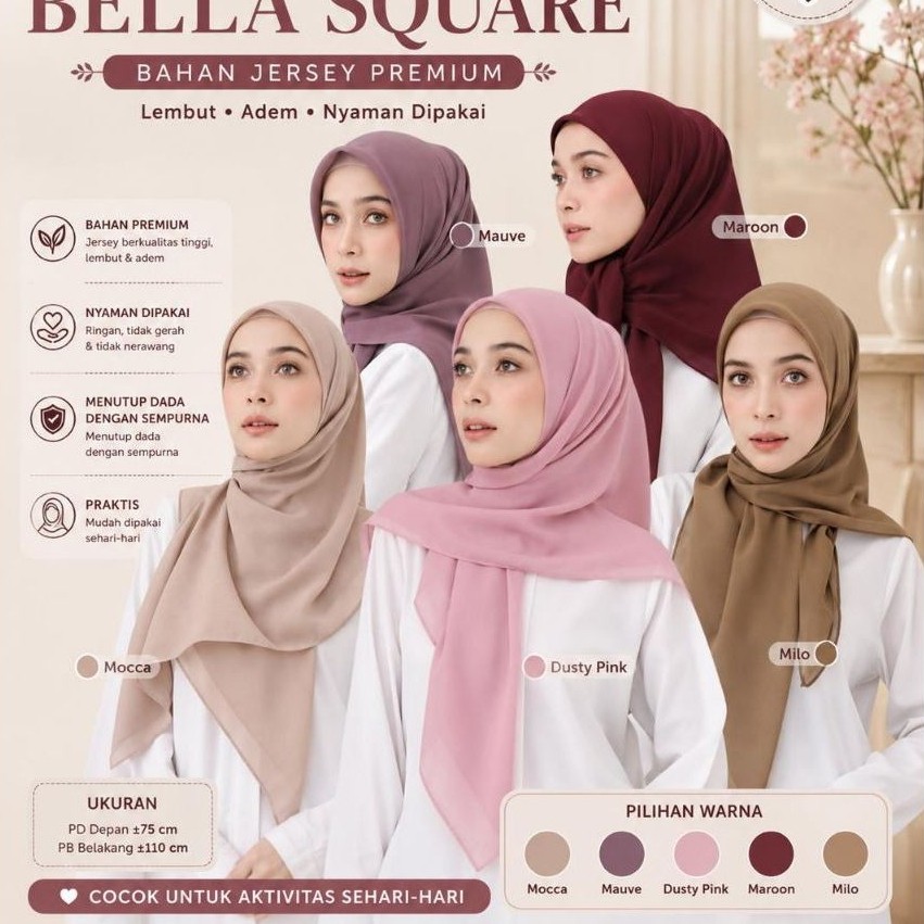 Terlariss Bella Square Plain Polycotton Segiempat Double Hycon Murah Tepi Jait Rapi