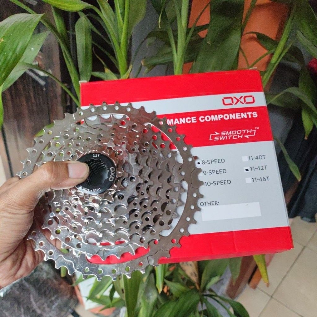 oxo sprocket 8 speed 11 - 42t chrome gear belakang sepeda MTB commuter bike