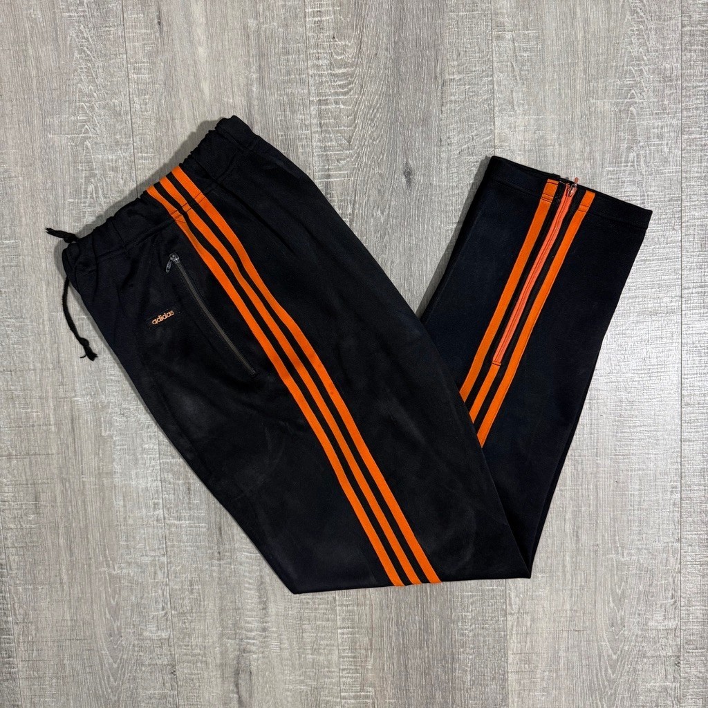 Celana vintage adidas descente trackpants black orange