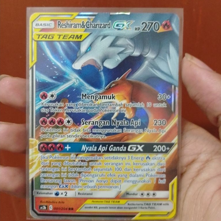 Reshiram & Charizard GX RR Pokemon Tag Team Ac3b 001/204
