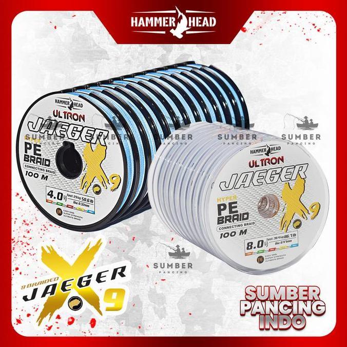 HAMMER HEAD Senar PE Ultron Jaeger X9 100Meter Connecting Multi Color New Braiding Japan Tecnology M