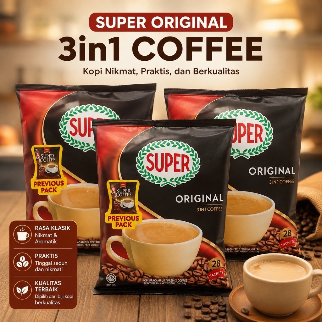 Super CoffeeMix Minuman Serbuk Kopi 3in1 30sachet Kopi super coffee mix 3in1