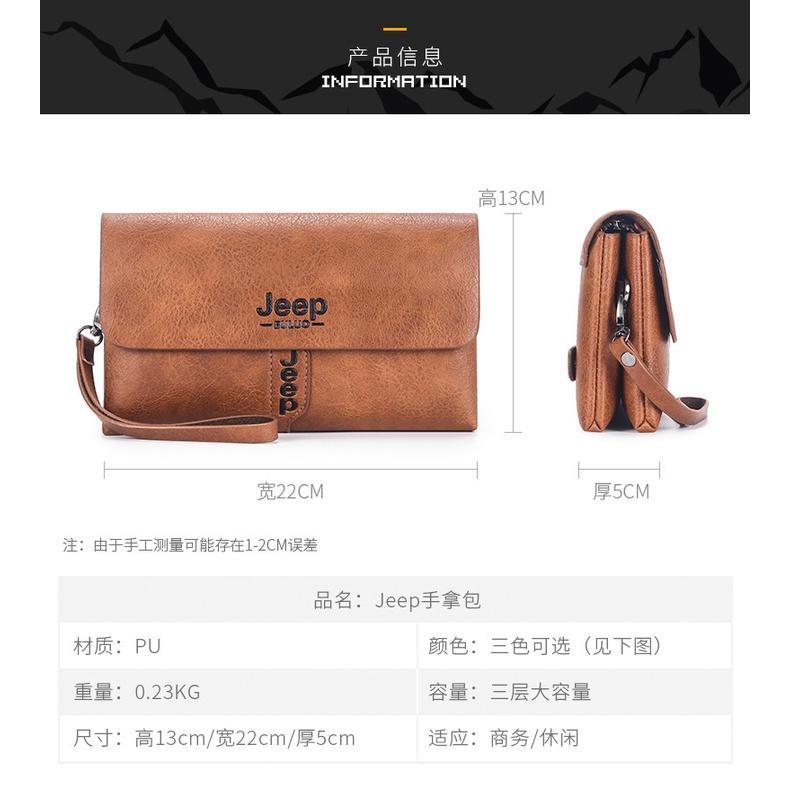 Dompet Pria Jeep Buluo Kulit Panjang Premium - Clutch Multifungsi Import Original Untuk Formal & Kas