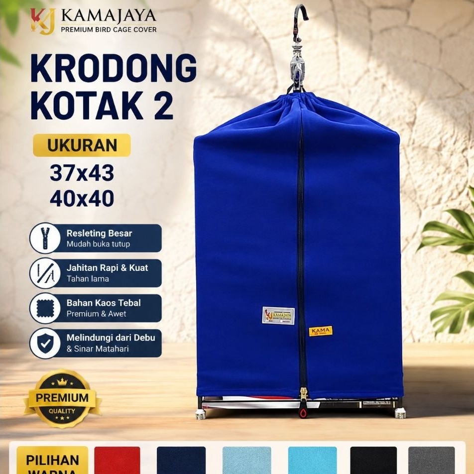 KRODONG SANGKAR BURUNG KOTAK 2 , KAOS POLOS,TEBAL PREMIUM,37x43, 40x40
