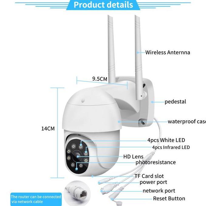 Cctv- Cctv Outdoor Ptz V380 With Wifi Anti Air Camera Kamera Adaptor