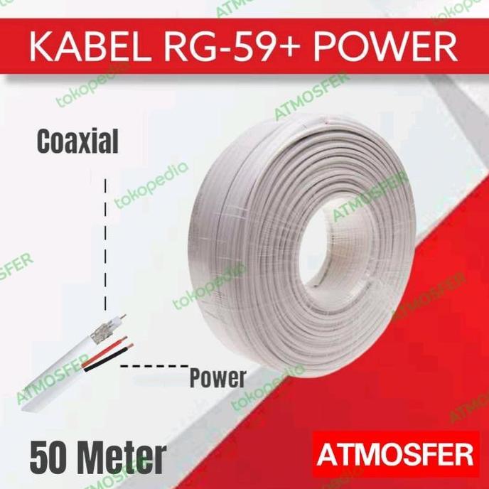 Cctv- Kabel Cctv 50 Meter Rg-59+Power