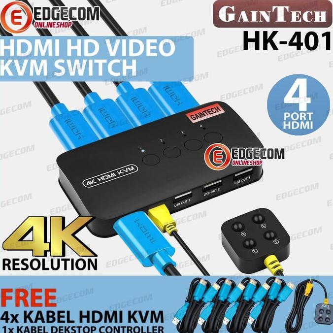 Cont- Hdmi Switch Kvm 4 Port Manual 4Kxk With Kabel Kvm Usb .0 4 Pcs
