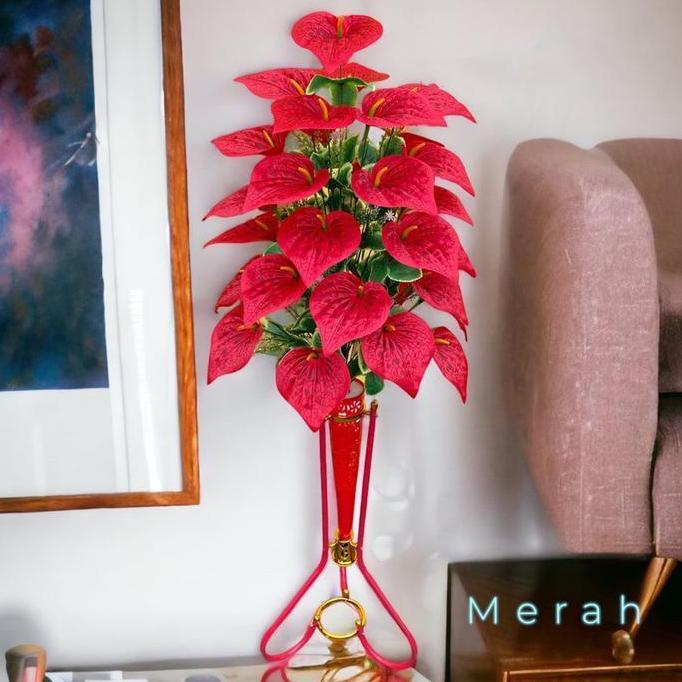 Core- Rangkaian Bunga Anthurium/A Lily/A Lilly Artificial 18 Kuntum/Bunga Artificial Anthurium/Aron 