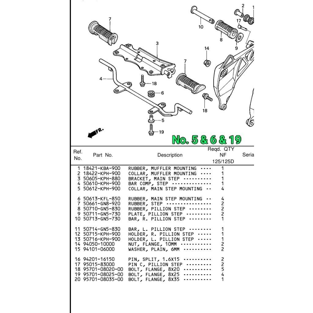 Collar main step mount plus Baut plus Rubber untuk motor Kirana Karisma Supra x 125 Old number part 