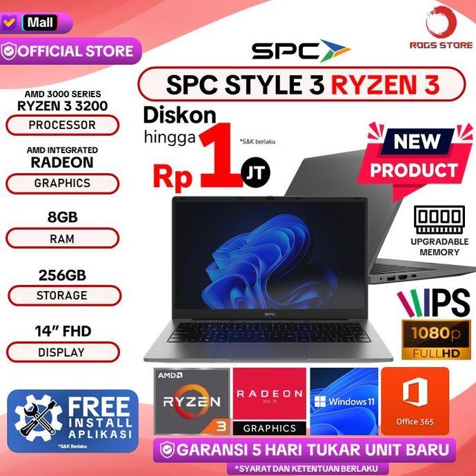 Bestgood- SPC STYLE 3 RYZEN 3 3200 8GB 512GB SSD 14"FHD IPS BLIT