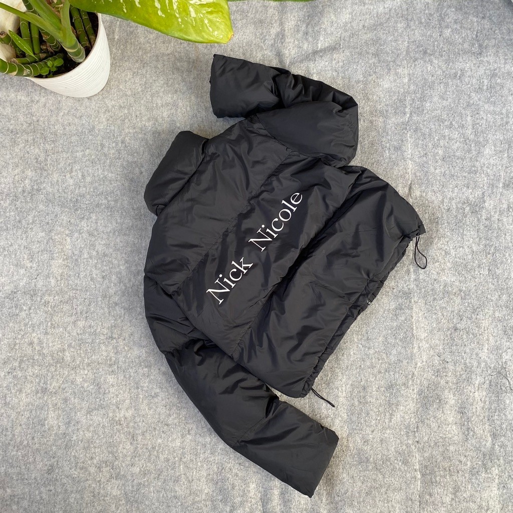 crop winter puffer jacket nick nicole super cakep hitam