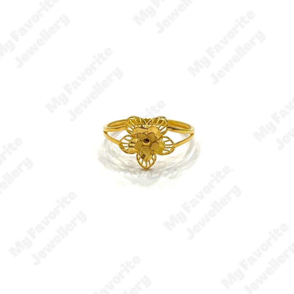 Cincin Bunga Krawang Uk13 Uk14 Emas Asli Kadar 875