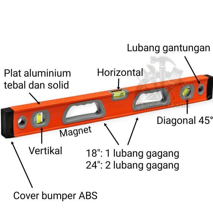 WATERPAS WATERPASS MAGNET MAGNIT 24" 60CM 600MM HD BONUS TAS MISTAR TIMBANG BAGUS PAN