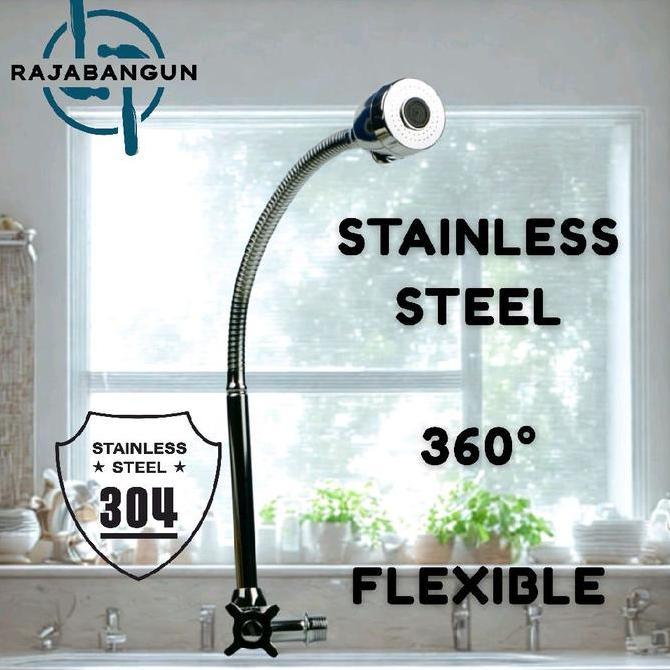 Kran Angsa ISCO - Kran Angsa Fleksibel Stainless Steel Tombol On Off / Keran Air Cuci Piring Kran Ai