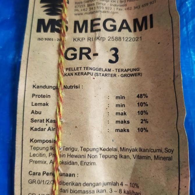 Sasana- Pelet Megami Size 2 Repack Pelet Tenggelam Slowsinking Ikan Mas Koki