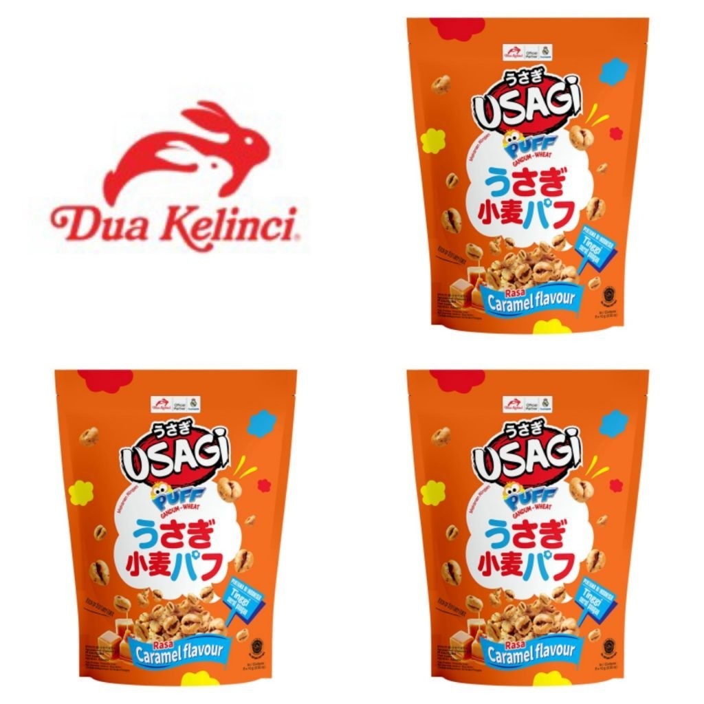 Dua Kelinci Usagi Puff Gandum Karamel Pouch 80 Gr