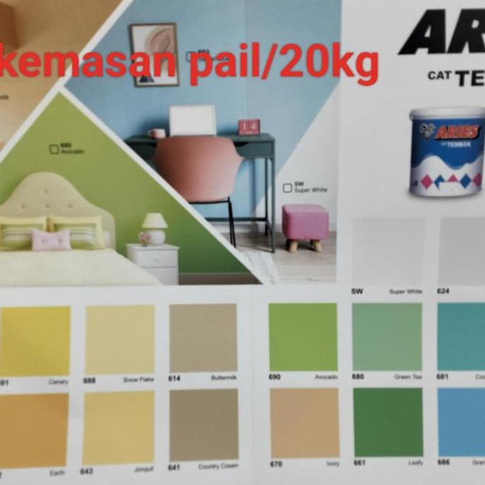 TERBARU - Cat tembok aries 20kg warna lengkap,cat aries 20kg warna lengkap