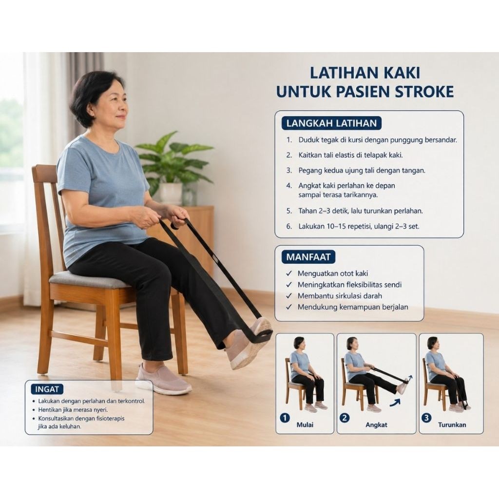 Tali Resistensi Latihan Kaki Pasien Stroke Rehabilitasi Fisioterapi