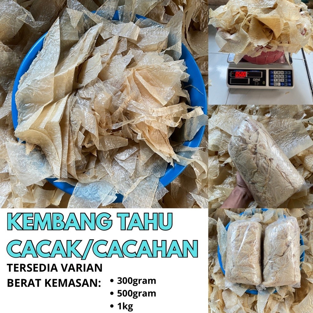 Kulit kembang tahu kering cacakan/cacahan rasa tawar (tidak asin) halal dan premium | cocok masakan 