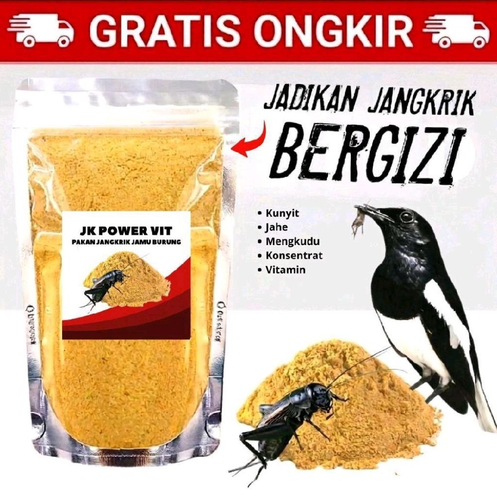 Pakan Jangkrik JK Power VIT Jamu Burung Kunyit Jahe Mengkudu Vitamin Kacer