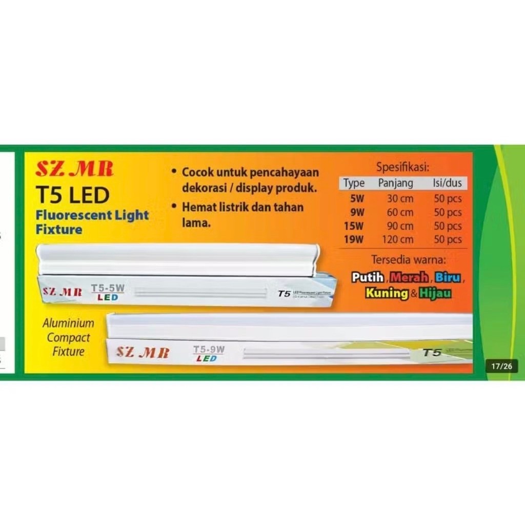 SZMR - Lampu LED T5 - 19 WATT / Cahaya Putih ( 1M 20cm )