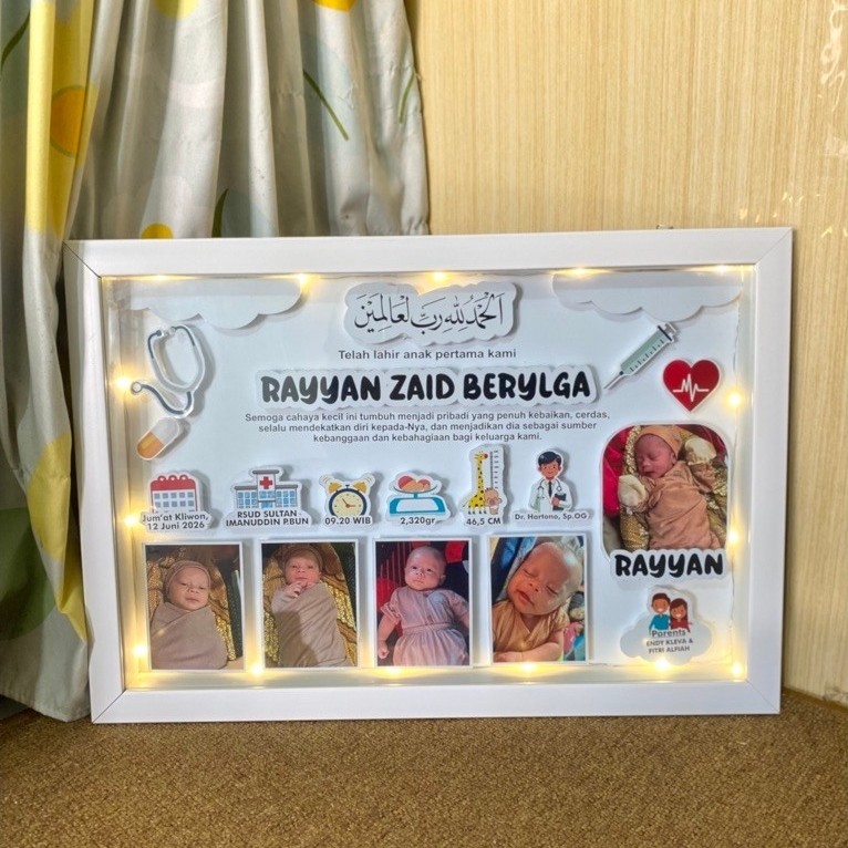 Biodata Baby 3D  | Biodata Pop Up | Pigura Biodata Bayi | Papan Nama Kelahiran Bayi | Bingkai Nama B
