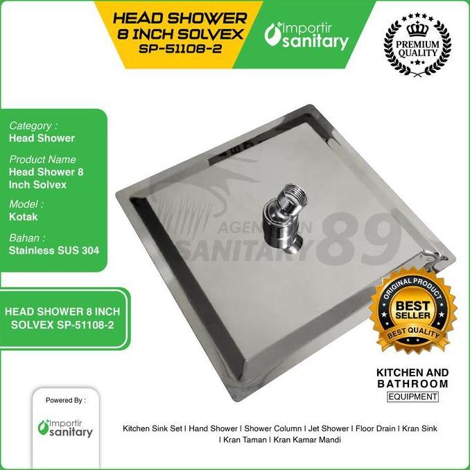 WALL SHOWER 8 INCH TIANG 30 CM STAINLESS/WALL SHOWER SOLVEX/WALL SHOWER STAINLESS SUS 304