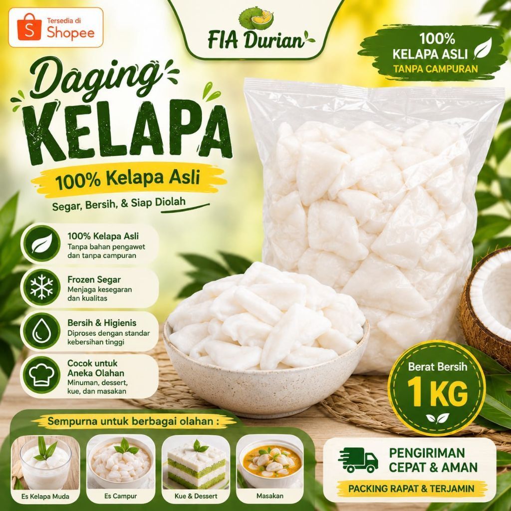 DAGING KELAPA MUDA ASLI 100% / KELAPA BEKU / KELAPA MUDA TERMURAH