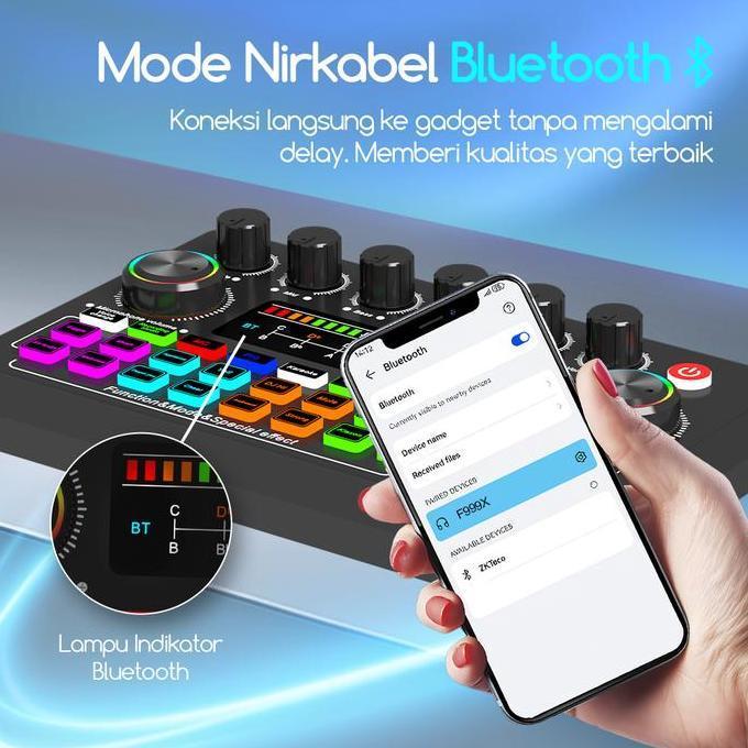 icebahsa_seller - bonkyo paket peralatan streaming lengkap f999x sound card m990 mikrofon sy442 head