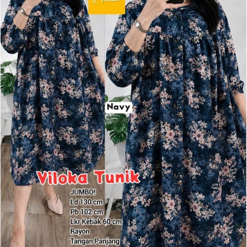 TUNIK JUMBO MOTIF BUNGA MOTIF KEKINIAN LD 130