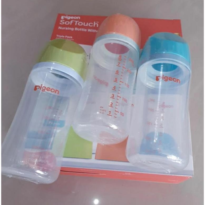 PIGEON BREASTMILK STORAGE BOTTLES PP WIDE NECK 160ML ISI 3 / BOTOL SUSU TANPA DOT 240ML ISI 3 PCS TR