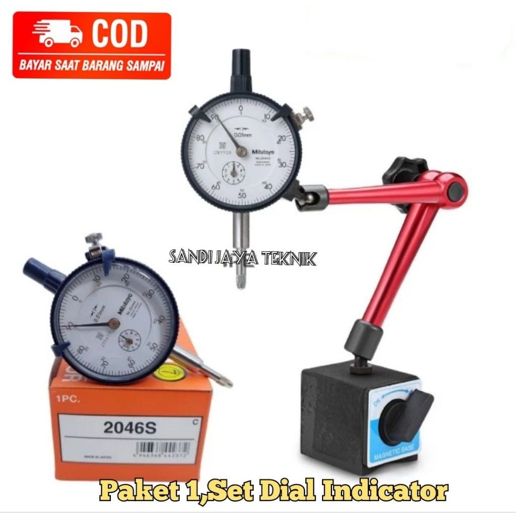 Paket Komplit Stand Dial Fleksibel Besar Set Dial indicator Mitutoyo 2046S