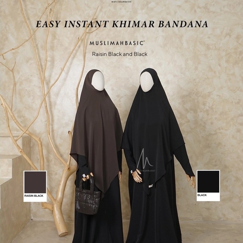 EASY INSTANT KHIMAR BANDANA MUSLIMAH BASIC- KHIMAR BANDANA BLACK MUSLIMAH BASIC